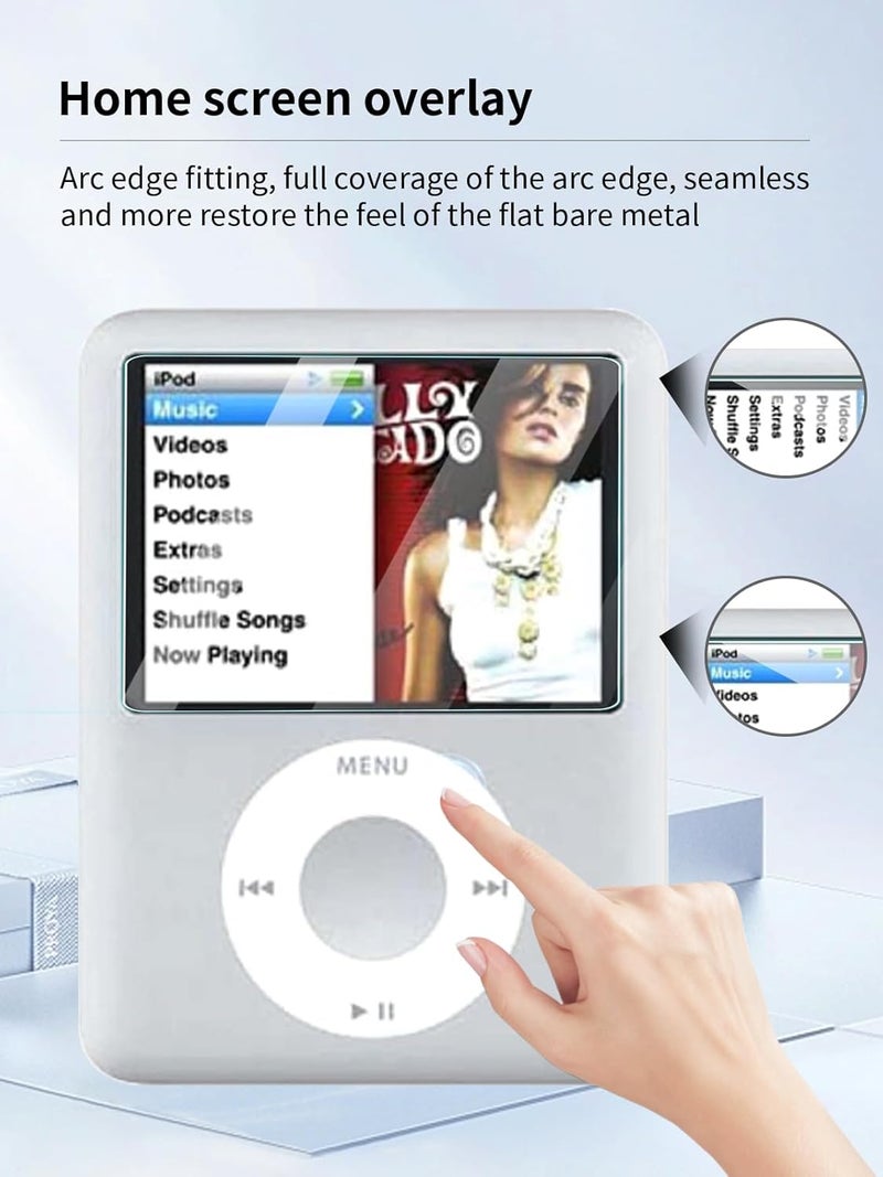 UYRUREL حماية شاشة لجهاز iPod Nano 3 مشغل الموسيقى، فيلم مقاوم للخدوش عالي الدقة، شفاف HD، خالي من الفقاعات مع مجموعة تركيب سهلة، 2 عبوة. - Image 4